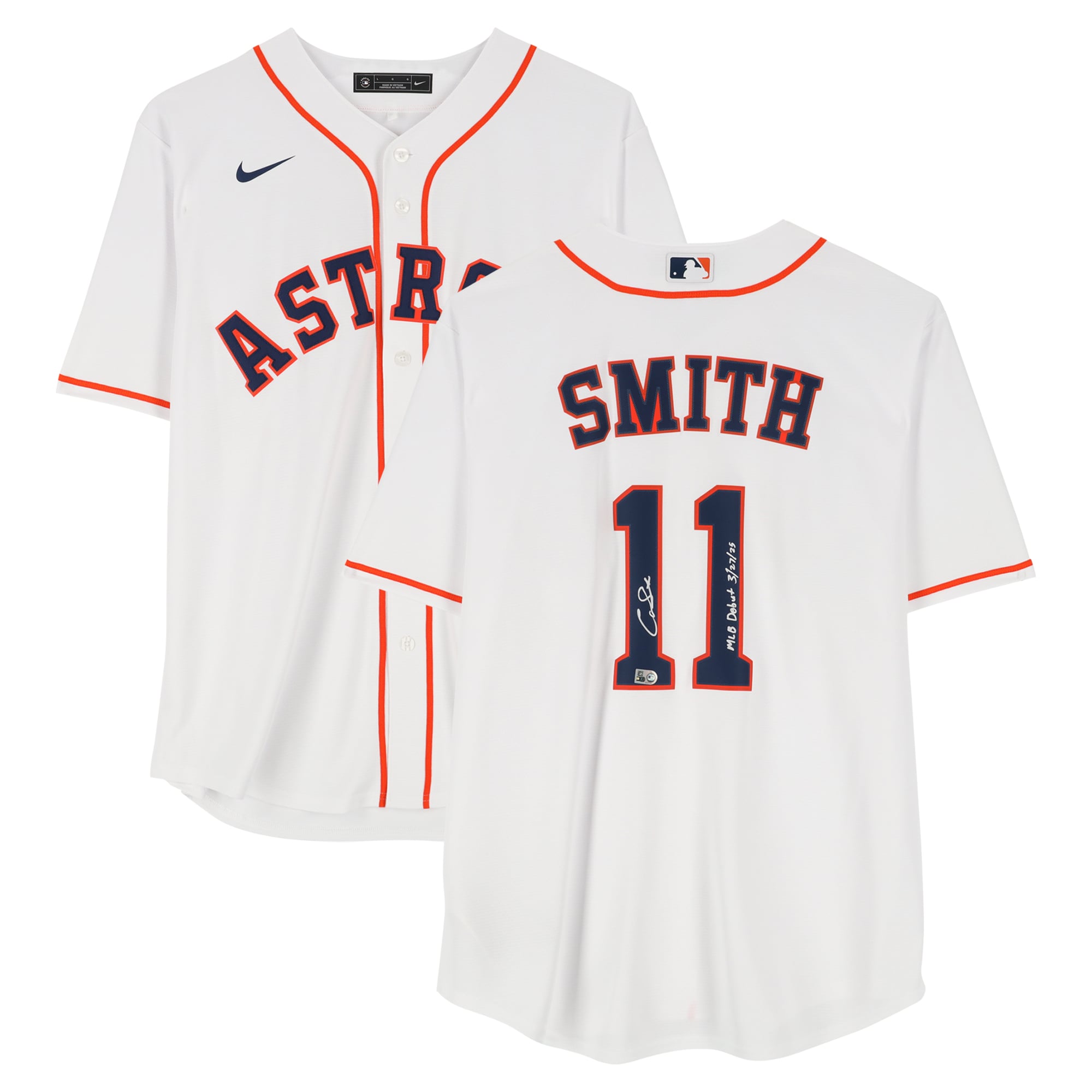 Cam Smith Houston Astros Autographed Fanatics Authentic White Nike 
