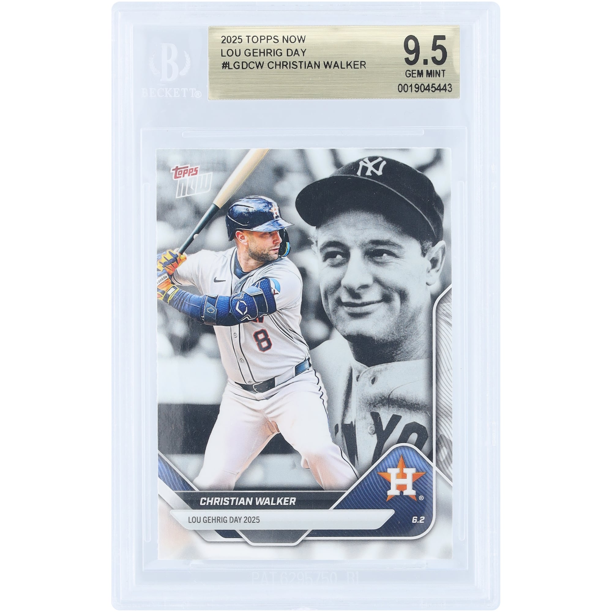 Christian Walker Houston Astros 2025 Topps Now Lou Gehrig Day #LGD-CW BGS Authenticated 9.5 Card 