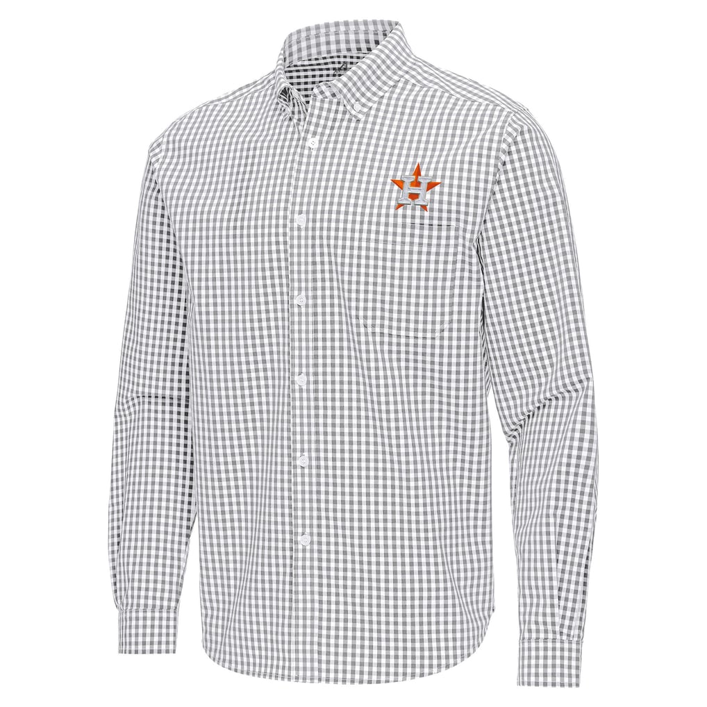 Houston Astros Antigua Ellis Woven Tri-Blend Button-Down Shirt - Gray