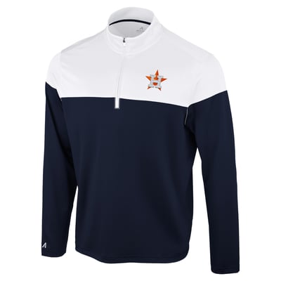 Houston Astros Antigua Hinder Quarter-Zip Pullover - Navy/White