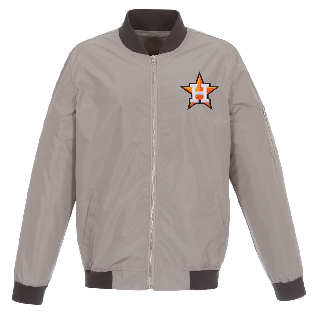 Houston Astros JH Design Lightweight Nylon Bomber Jacket - Gray