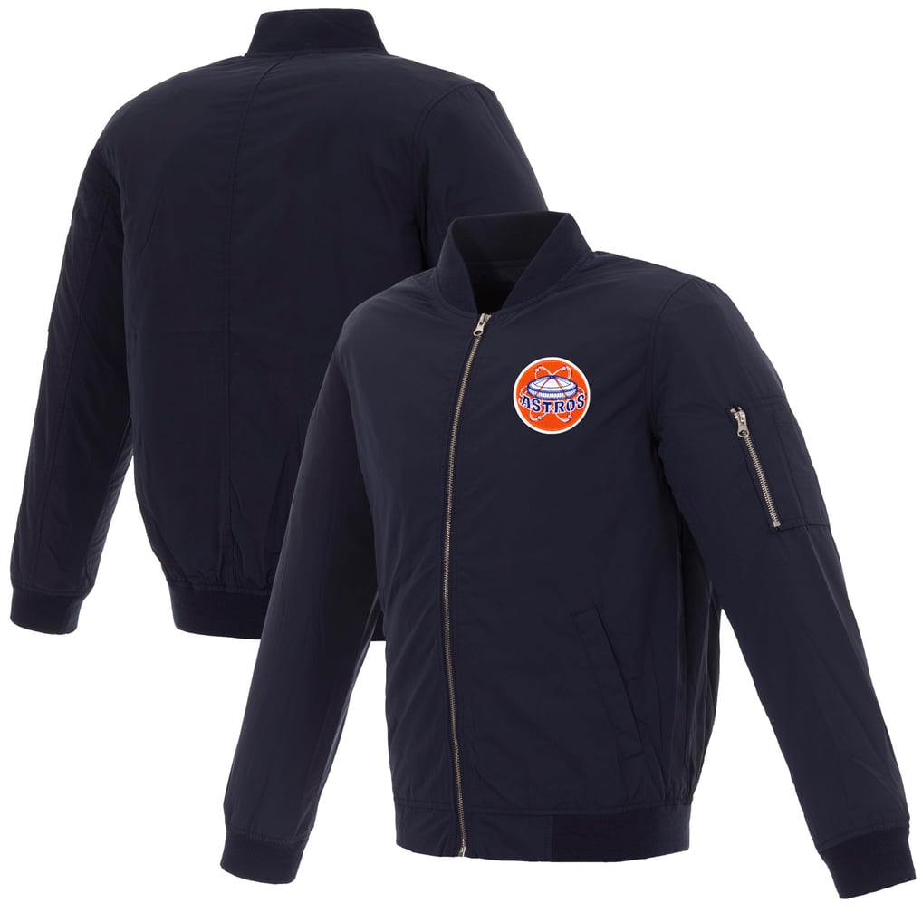 Houston Astros JH Design Nylon Bomber Jacket with Embroidered Logo - Navy