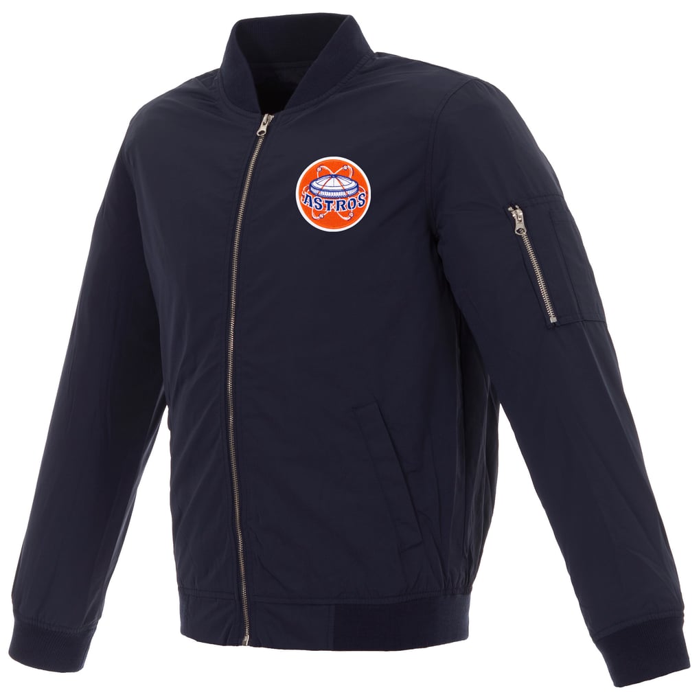 Houston Astros JH Design Nylon Bomber Jacket with Embroidered Logo - Navy