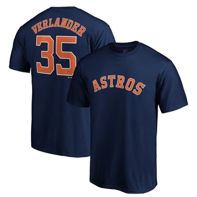 Justin Verlander Houston Astros Majestic Logo Official Name & Number T-Shirt - Navy