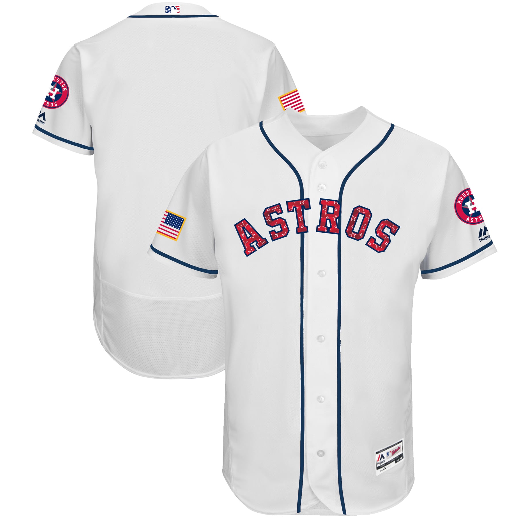 Men's Houston Astros Majestic White 2017 Stars & Stripes Authentic