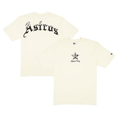  Houston Astros New Era Heritage Gothic Lettering T-Shirt - Cream