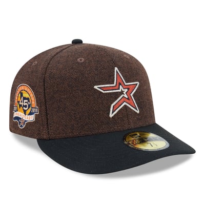 Houston Astros New Era Cooperstown Collection Brushed Patch Low Profile 59FIFTY Fitted Hat - Dark Brown/Black
