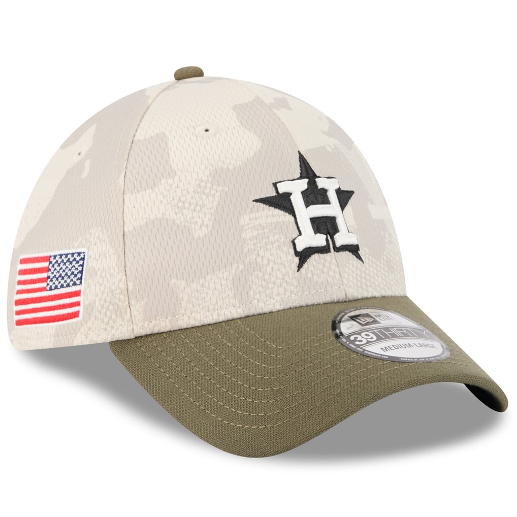 Houston Astros New Era 2025 Armed Forces Day 39THIRTY Flex Hat - Light Beige/Olive