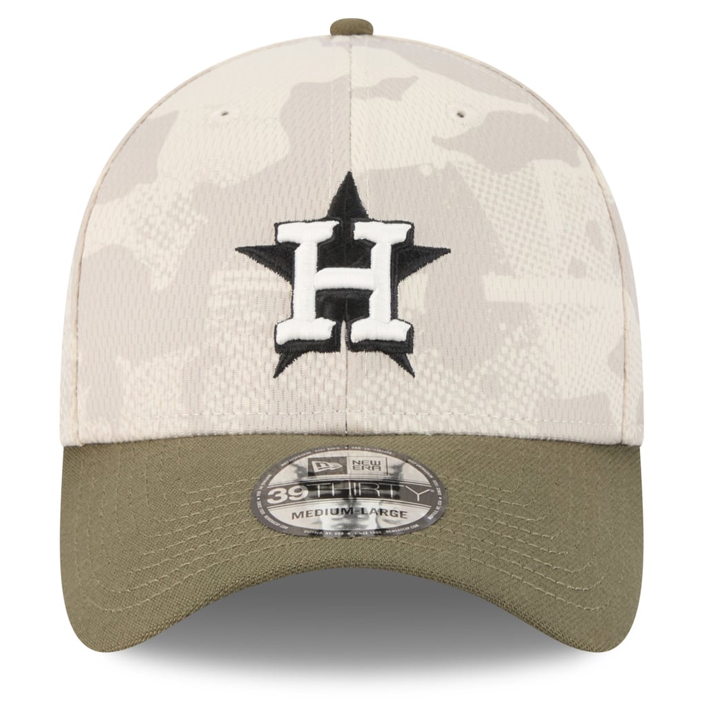Houston Astros New Era 2025 Armed Forces Day 39THIRTY Flex Hat - Light Beige/Olive