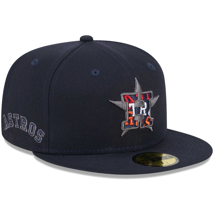 Houston Python Hat Men's Houston Astros New Era Navy Script Fill 59FIFTY Fitted Hat