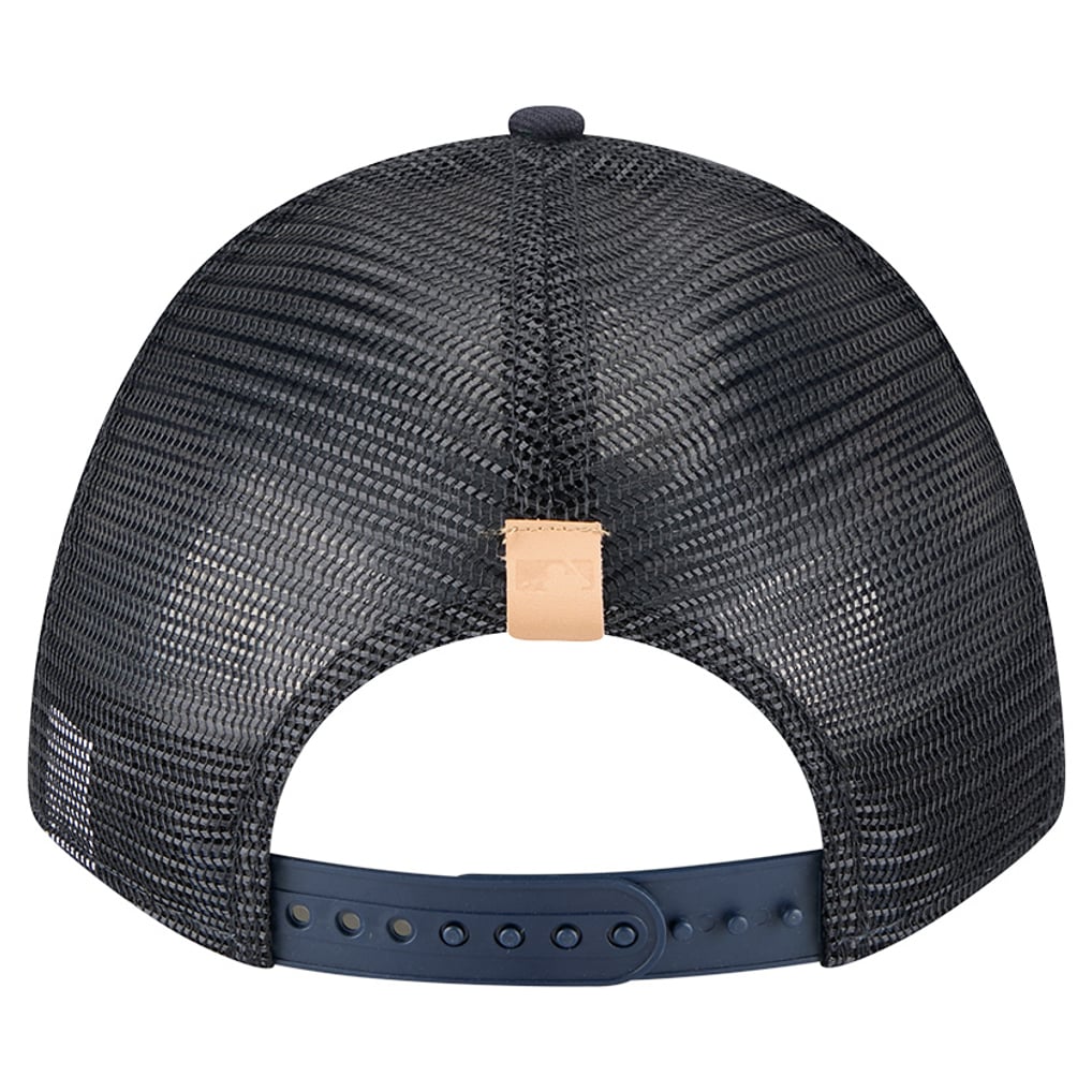 Houston Astros New Era Text A-Frame Trucker 9FORTY Hat - Stone/Navy