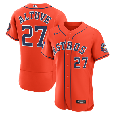 Jose Altuve Houston Astros Nike Alternate Authentic Sponsor Patch Jersey - Orange
