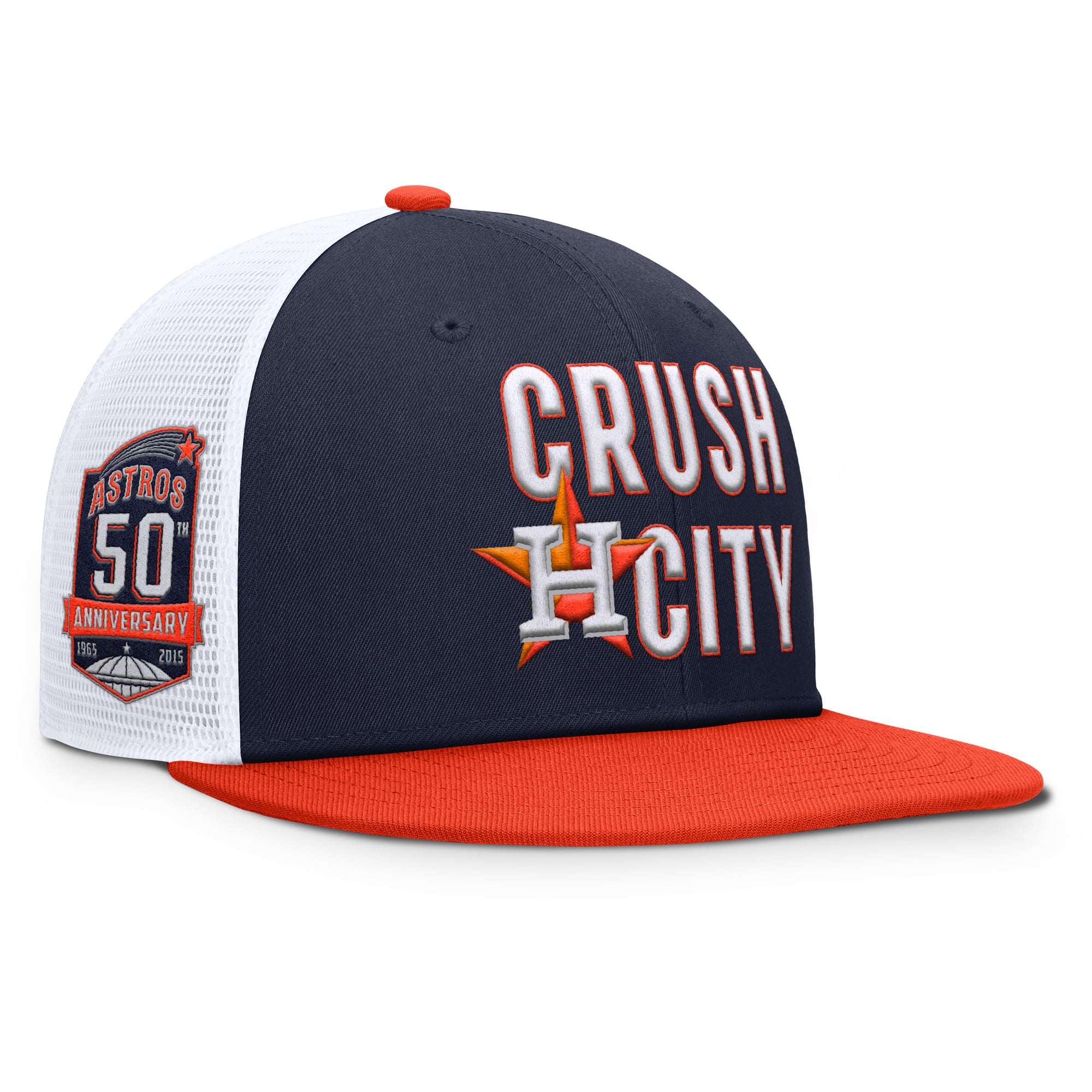 Fanatics Houston Astros Navy and Orange Cowboy Hat Houston Astros Fanatics Two-Tone Patch Trucker Adjustable  main image 2
