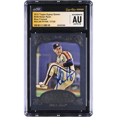 Nolan Ryan Houston Astros Autographed 2012 Topps GQ Blue Framed #256 #/599 CGC Fanatics Witnessed Authenticated AUTO 10 Card