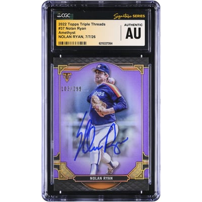 Nolan Ryan Houston Astros Autographed 2022 Topps Triple Threads Amethyst #37 #/299 CGC Fanatics Witnessed Authenticated Card