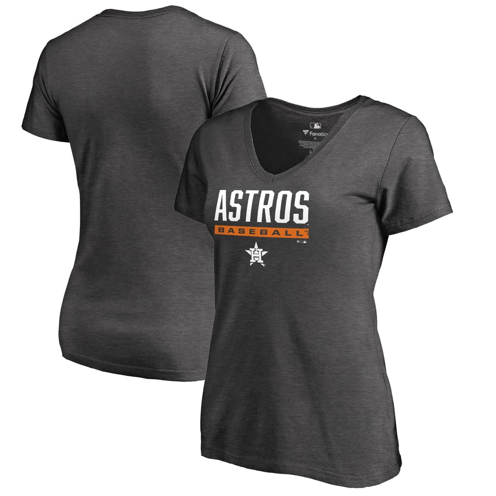 Houston Astros Women's Win Stripe V-Neck T-Shirt - Ash