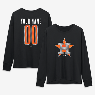 Houston Astros Women's Forged Mascot Personalized Name & Number Long Sleeve T-Shirt - Black