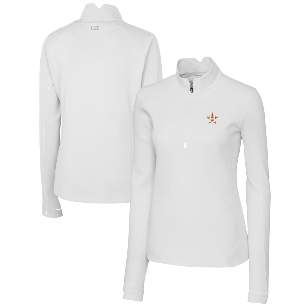  Houston Astros Cutter & Buck Women's DryTec Traverse Stretch Quarter-Zip Pullover Top - White