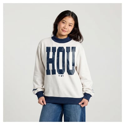 Houston Astros Fanatics Women's City Abbreviation Funnel Neck Fleece Sweatshirt - Cream