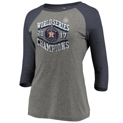 Houston Astros Fanatics Women's 2017 World Series Champions High Heat 3/4 Sleeve Raglan T-Shirt - Heather Gray