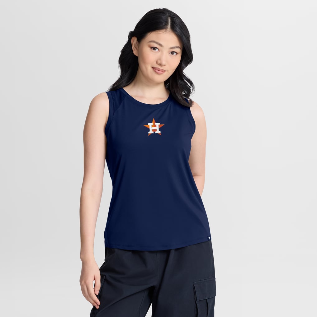  Houston Astros Fanatics Women's Draped Mesh Back Performance Tank Top - Navy
