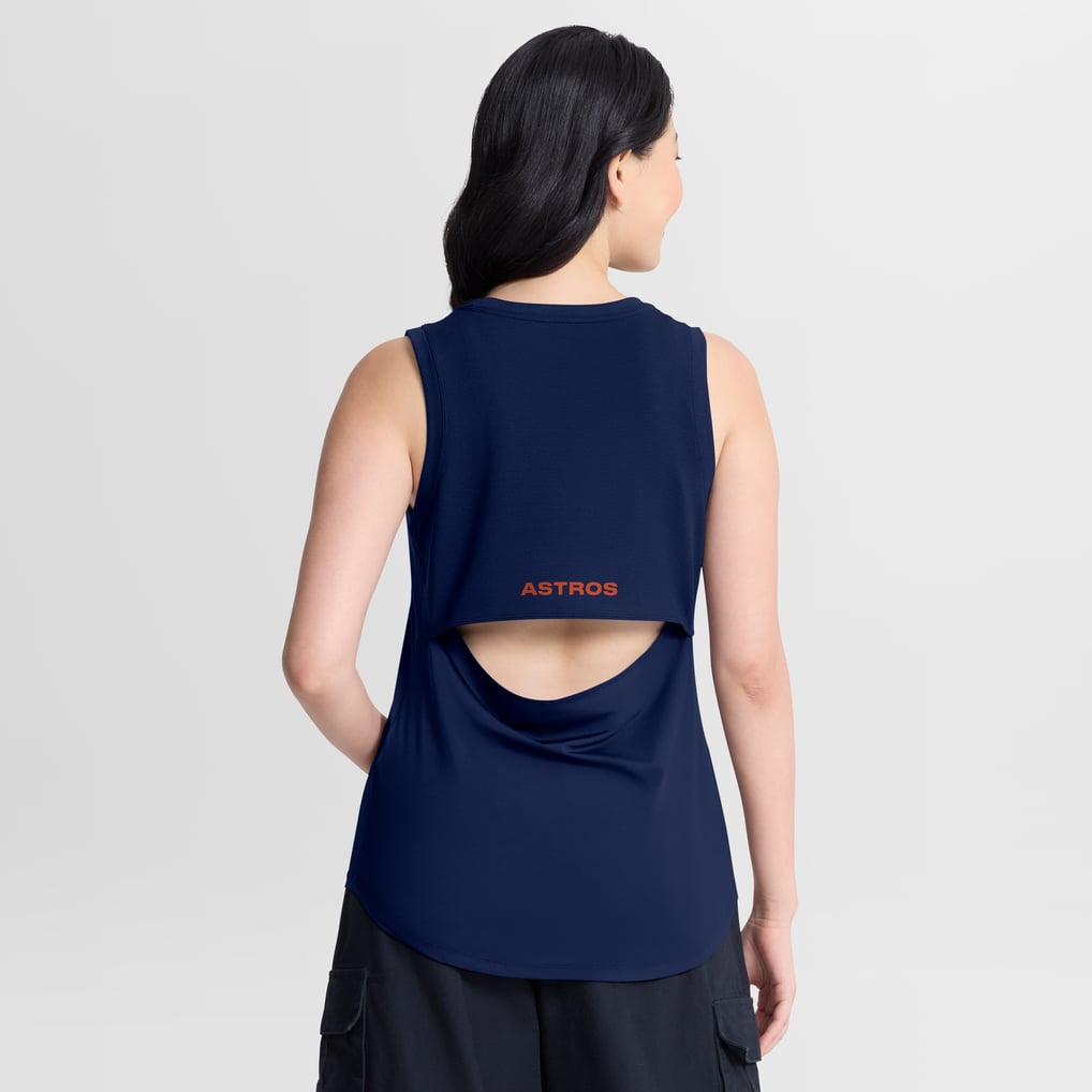  Houston Astros Fanatics Women's Draped Mesh Back Performance Tank Top - Navy