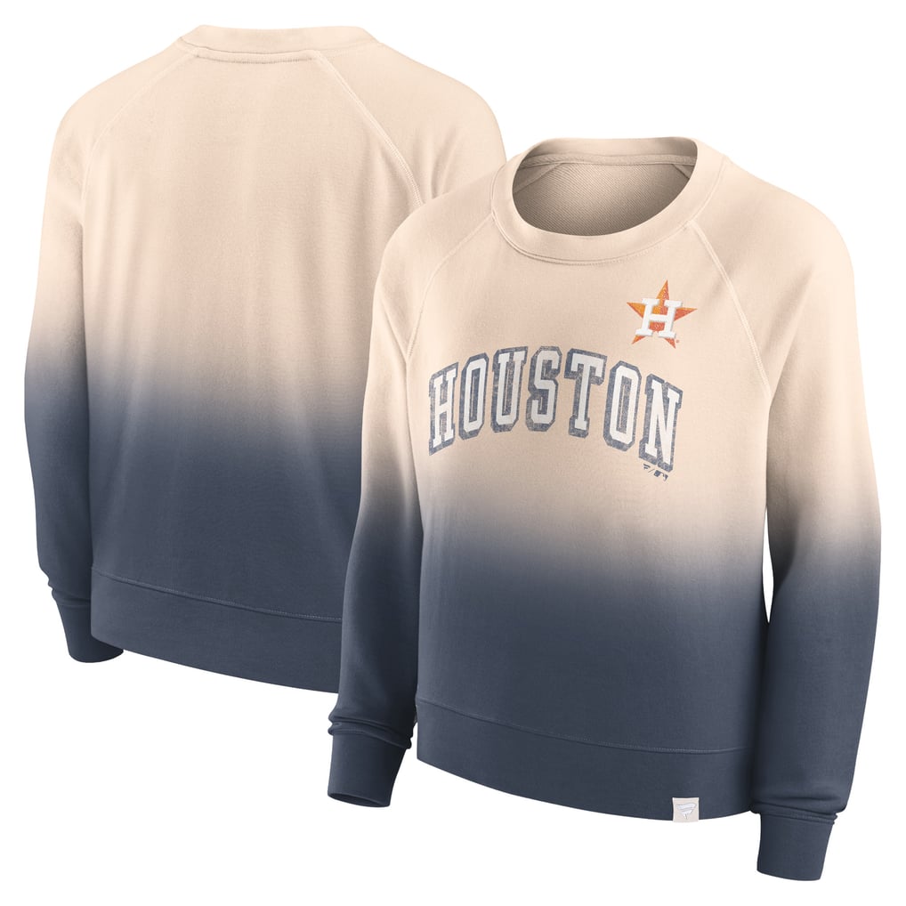 Houston Astros Fanatics Women's Luxe Lounge Arch Raglan Pullover Sweatshirt - Tan/Navy