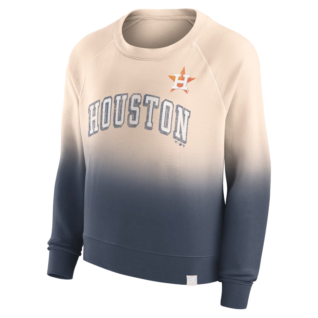 Houston Astros Fanatics Women's Luxe Lounge Arch Raglan Pullover Sweatshirt - Tan/Navy