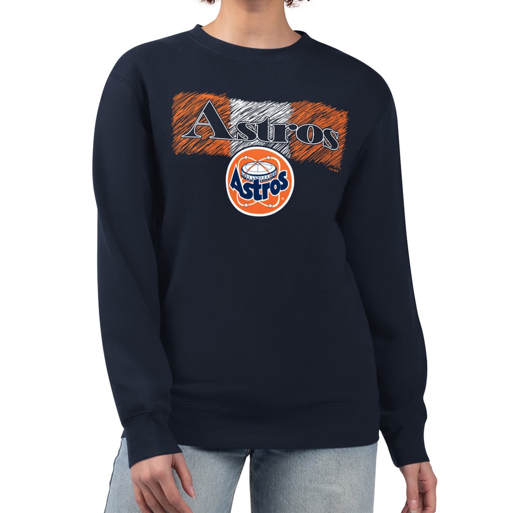 Houston Astros Starter Women's Team Color Shading Fleece Pullover Sweatshirt - Navy