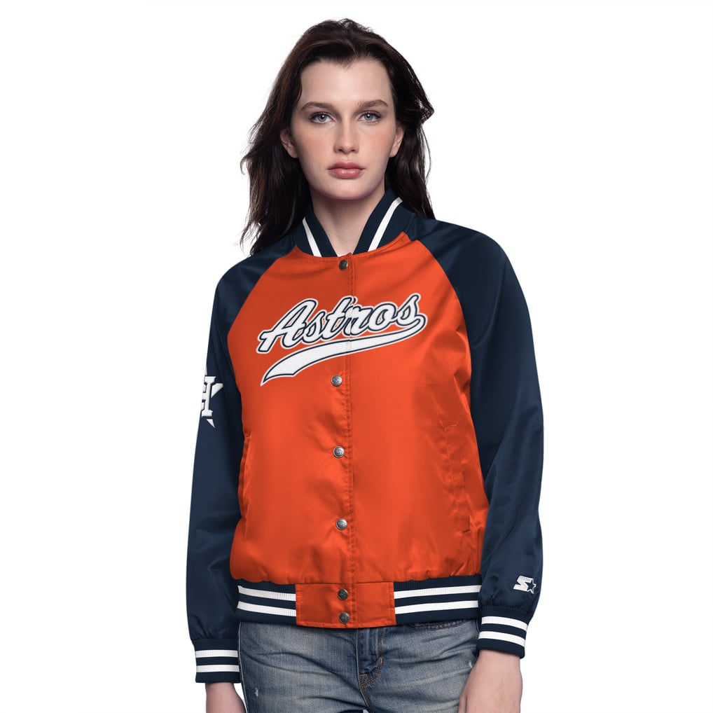 Houston Astros Starter Women's Home Run Full-Snap Varsity Jacket - Orange/Navy