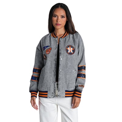  Houston Astros The Wild Collective Women's Hello Kitty Full-Snap Jacket - Denim