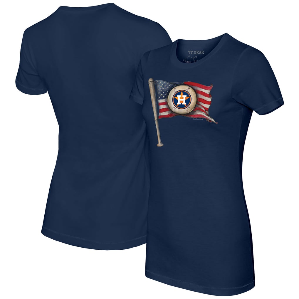 Houston Astros Tiny Turnip Women's Baseball Flag T-Shirt - Navy