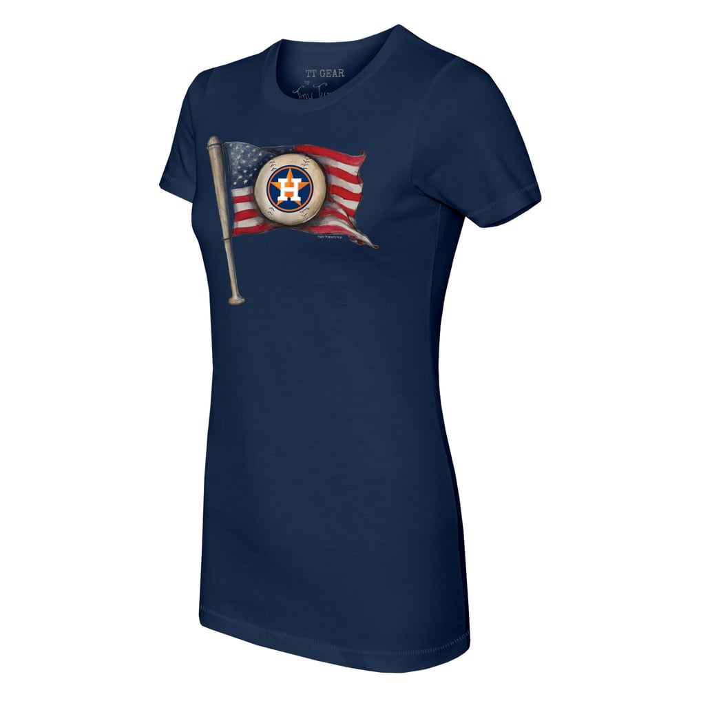 Houston Astros Tiny Turnip Women's Baseball Flag T-Shirt - Navy