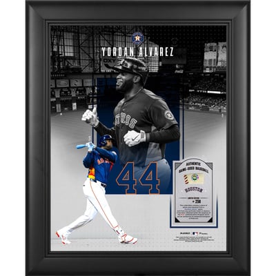 Yordan Alvarez Houston Astros Fanatics Authentic Framed 11" x 14" Showcase Collage with a Piece of Game-Used Ball - Limited Edition of 250