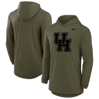 Houston Cougars Nike Dri-FIT Military Long Sleeve Hooded T-Shirt - Olive