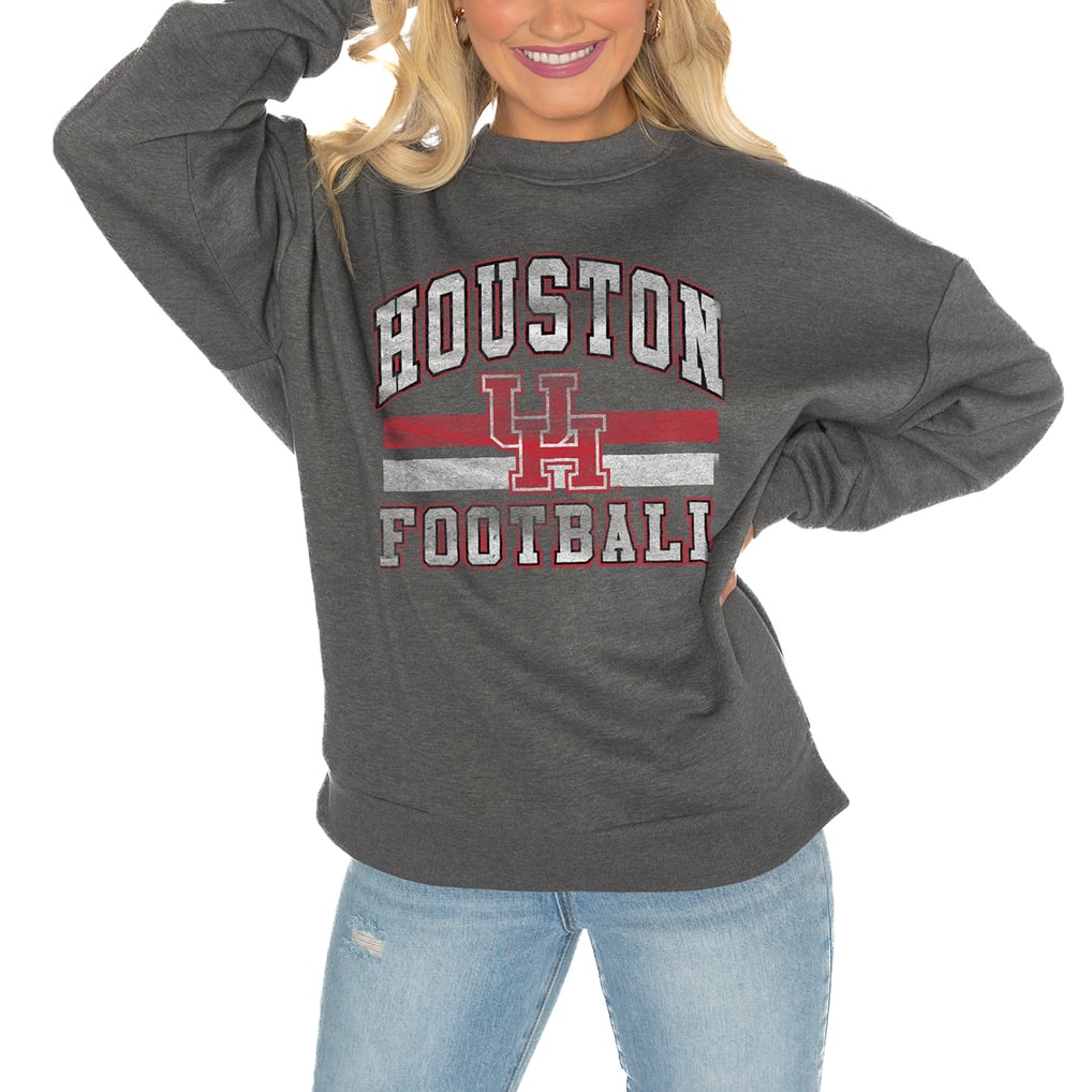 Houston Cougars Gameday Couture Women's Oversized Drop Shoulder Fleece Drop Pullover Sweatshirt - Charcoal
