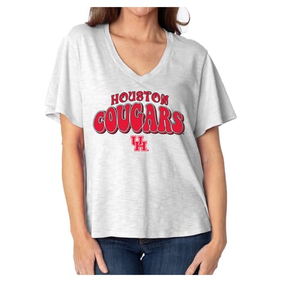  Houston Cougars Women's Fawn Flutter Sleeve T-Shirt - White