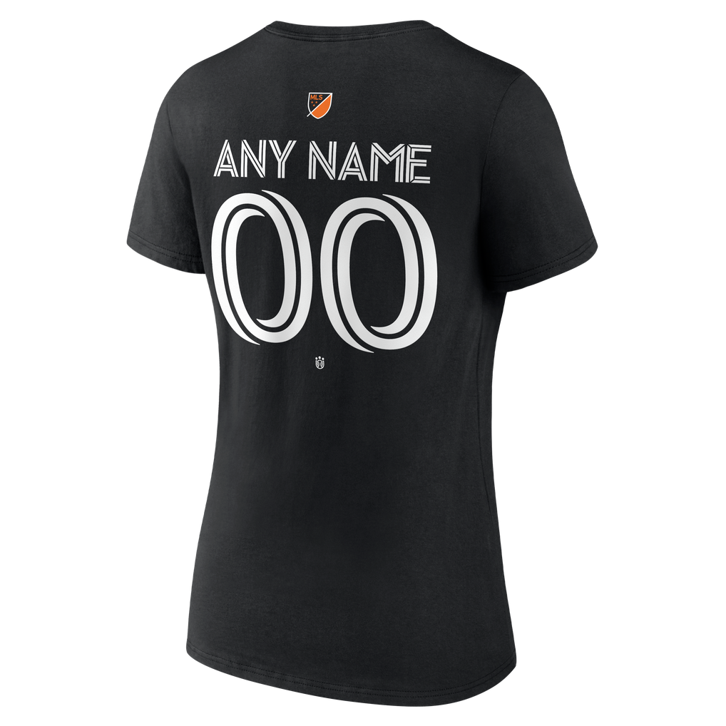Houston Dynamo FC Women's Authentic Stack Personalized Any Name & Number V-Neck T-Shirt - Black