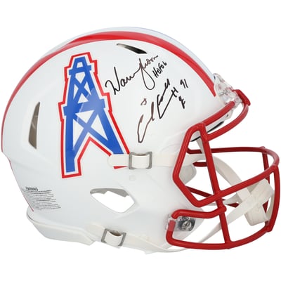 Earl Campbell & Warren Moon Houston Oilers Autographed Fanatics Authentic Riddell 1981-1998 Throwback Speed Authentic Helmet with Multiple Inscriptions