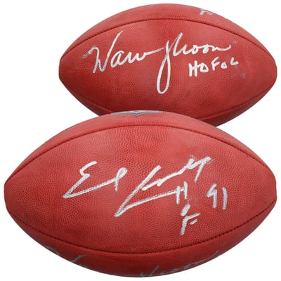 Earl Campbell & Warren Moon Houston Oilers Autographed Fanatics Authentic Wilson Duke Full Color Football with Multiple Inscriptions