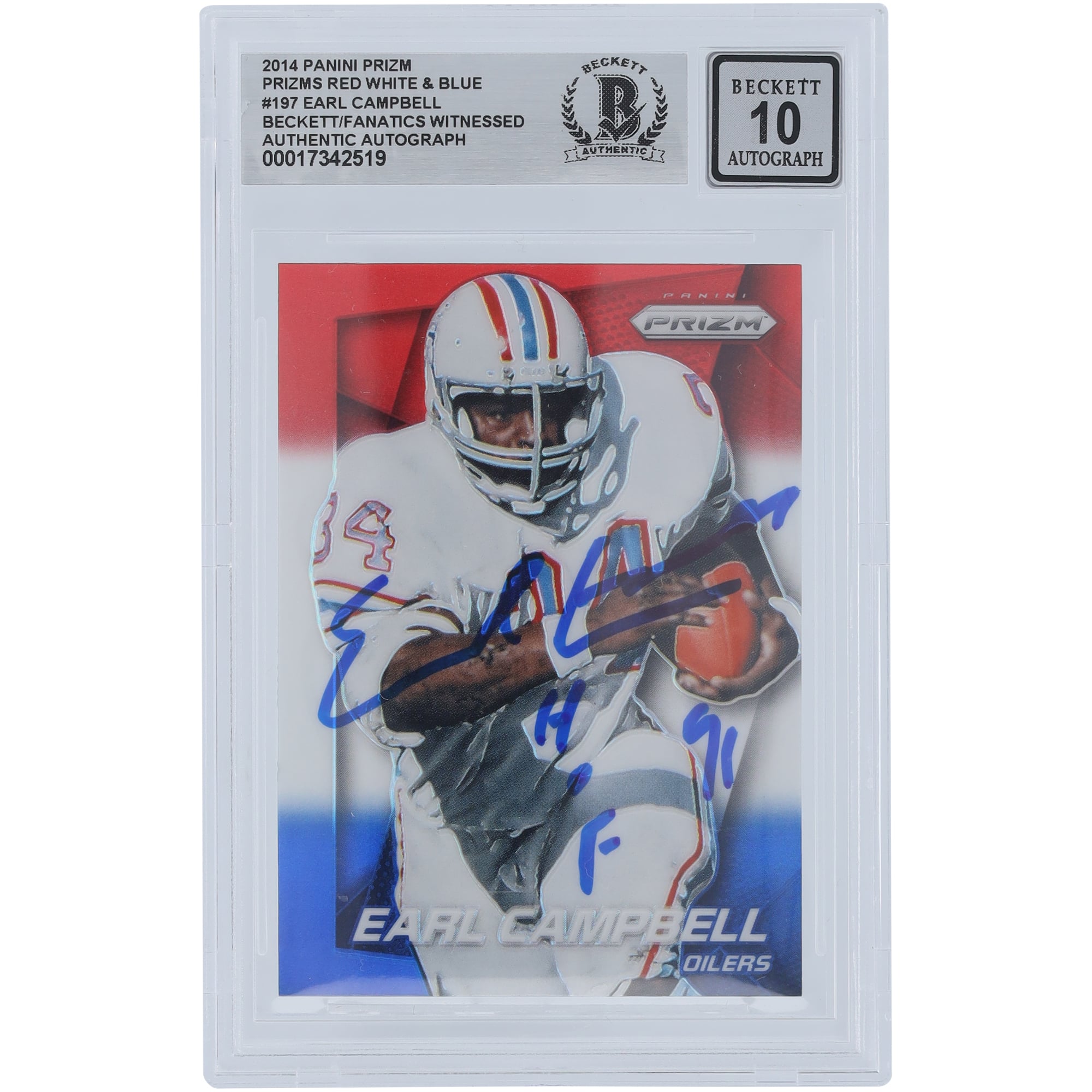 Earl Campbell Houston Oilers Autographed 2014 Panini Prizm #197 