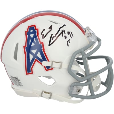 Earl Campbell Houston Oilers Autographed Fanatics Authentic Riddell 1975-1980 Throwback Speed Mini Helmet with "HOF 91" Inscription