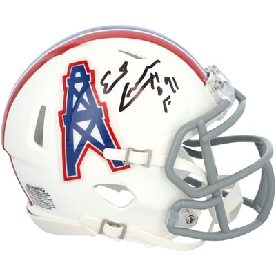 Earl Campbell Houston Oilers Autographed Fanatics Authentic Riddell 1975-1980 Throwback Speed Mini Helmet with "HOF 91" Inscription