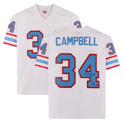 Earl Campbell Houston Oilers Autographed Fanatics Authentic White Nike Mitchell & Ness 1979 Replica Jersey with "HOF 91" Inscription