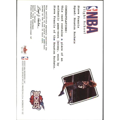 2001-02 Fleer Shoebox NBA Flight School Cadet #5 Steve Francis