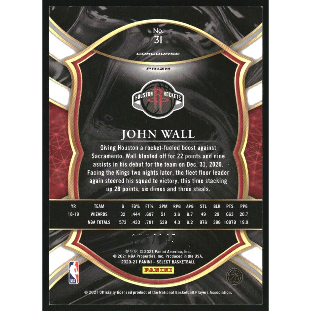 2020-21 Select Prizms White #31 John Wall