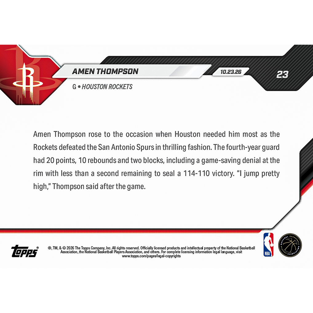 Amen Thompson - 2026-27 NBA Topps NOW® - Card 23