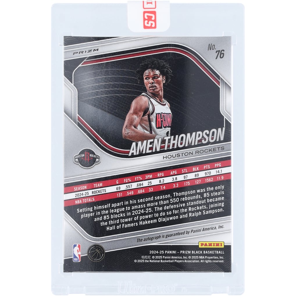 Amen Thompson Houston Rockets Autographed 2024-25 Panini Prizm 