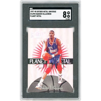 Hakeem Olajuwon Houston Rockets 1997-98 Skybox Metal Universe Planet Metal #12 SGC Authenticated 8 Card 