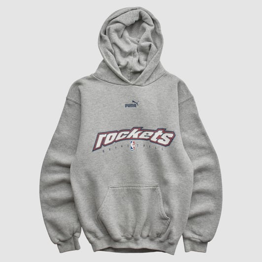 Houston Rockets Puma 2000s Hooded Pullover Sweatshirt - Heather Gray - Yth M by Fanatics Real Vintage